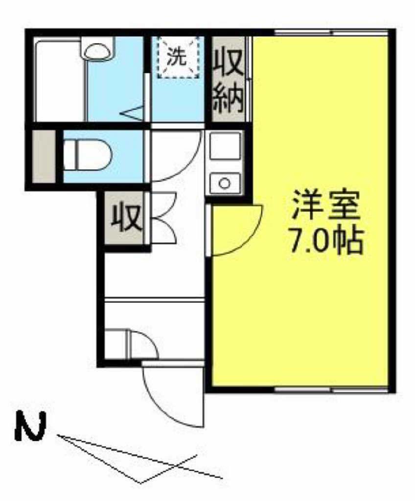メゾン一刻 工学部南(1K/2階)の間取り写真