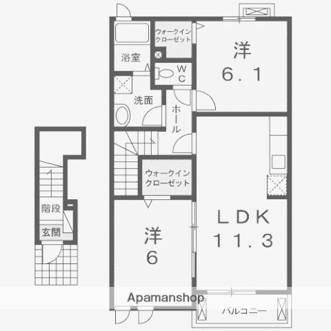 テン・リバーC(2LDK/2階)の間取り写真