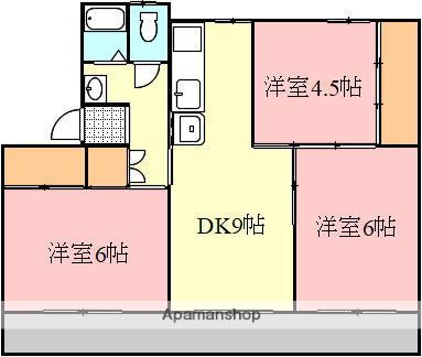 ヴィラナリー木太(3DK/2階)の間取り写真