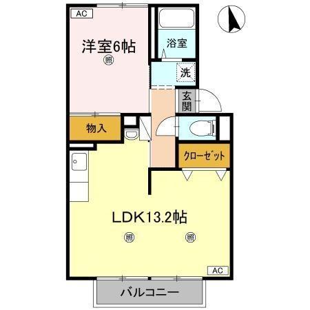 スカイコート38B棟(1LDK/2階)の間取り写真