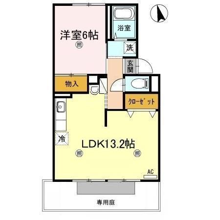 スカイコート38B棟(1LDK/1階)の間取り写真