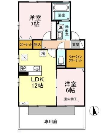 TSスクエアD棟(2LDK/1階)の間取り写真