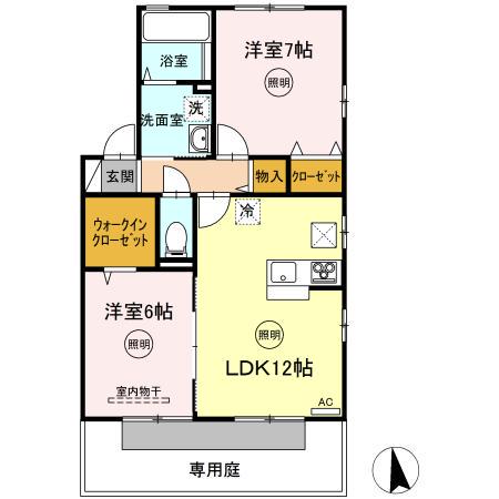 TSスクエアD棟(2LDK/1階)の間取り写真