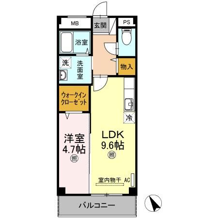 リリベール(1LDK/2階)の間取り写真