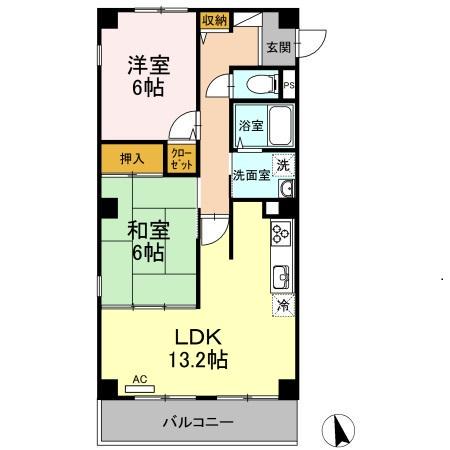 フォブール西公園(2LDK/2階)の間取り写真