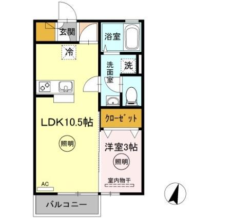 T・コート(1LDK/2階)の間取り写真