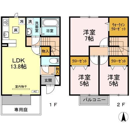 ＤーＲＯＯＭ　チェルシー　Ａ棟(3LDK)の間取り写真