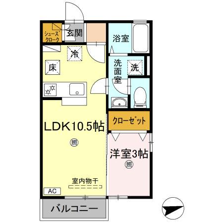 ベルタ松縄(1LDK/1階)の間取り写真