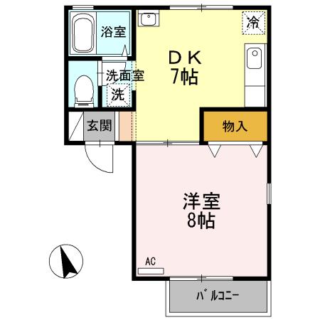 メイゾンM(1DK/2階)の間取り写真