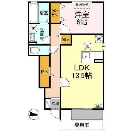 モダンコートJ(1LDK/1階)の間取り写真