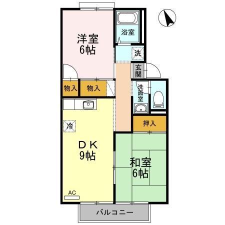 ハイツアベニールA棟(2DK/2階)の間取り写真