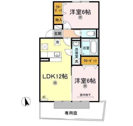 キュベレイMK-II(2LDK/1階)の間取り写真