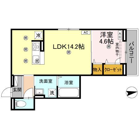 セレノアールB(1LDK/3階)の間取り写真