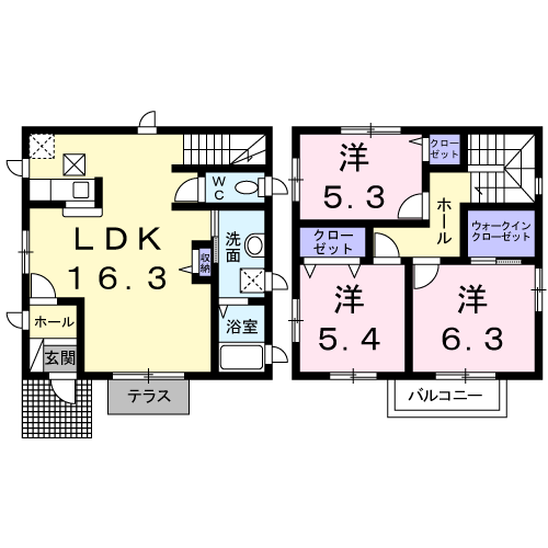 香川県高松市 2階建 築13年(3LDK)の間取り写真