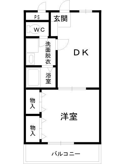 カンパーニュ塩上Ⅰ(1DK/1階)の間取り写真