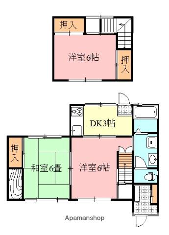高松琴平電鉄琴平線 円座駅 徒歩4分 2階建 築48年(3DK)の間取り写真