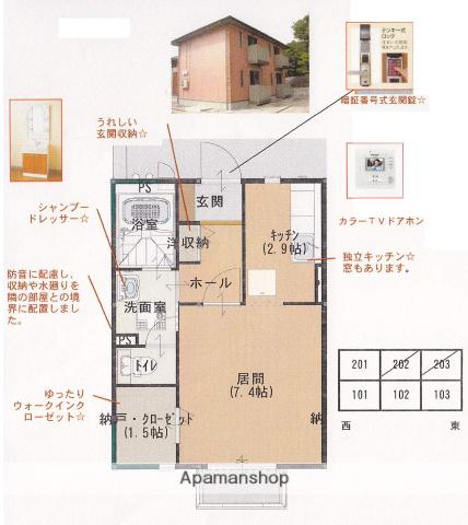 サニーサイド(1K/1階)の間取り写真