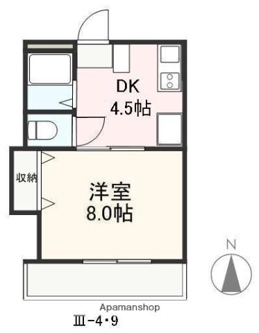 クレイドル安田Ⅲ・Ⅳ(1DK/1階)の間取り写真