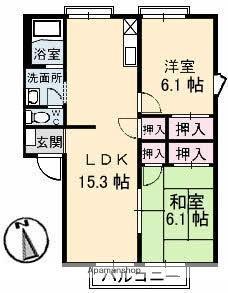 サングリーン太田(2LDK/2階)の間取り写真