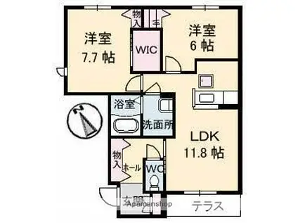 グランマスト太田 A・B・C棟(2LDK/1階)の間取り写真