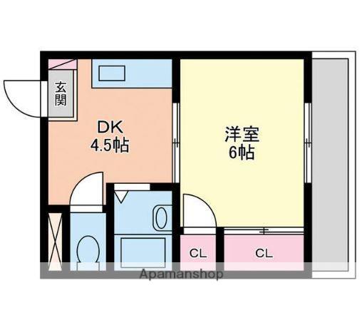 瀬戸海マンション(1DK/1階)の間取り写真