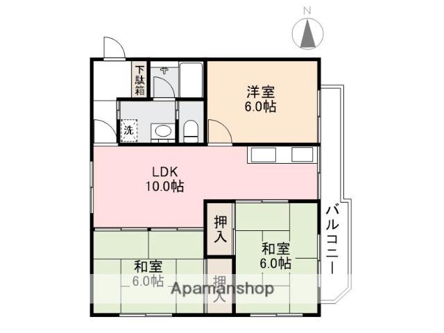 横山第二マンション(3LDK/4階)の間取り写真
