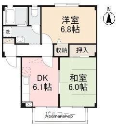 フォブール植原ⅡA・C(2DK/2階)の間取り写真