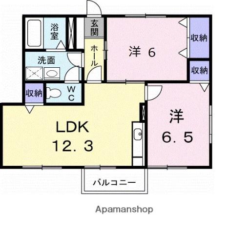 エスポワールHATAⅡ(2LDK/1階)の間取り写真