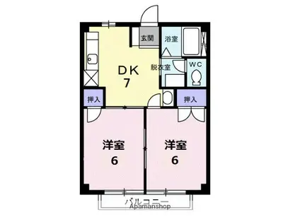 ニューシティ大内B(2DK/2階)の間取り写真