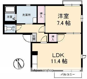 リベラ寺井 A・B棟(1LDK/2階)の間取り写真