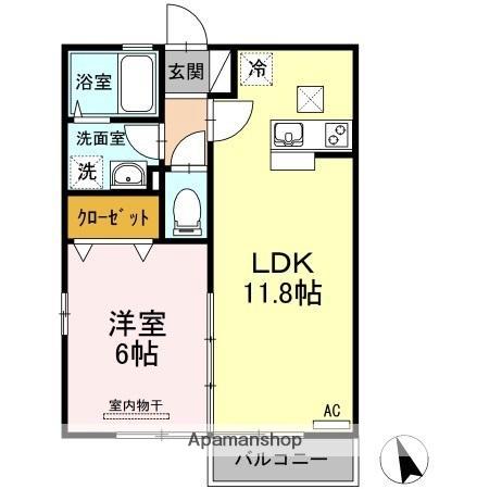 リビングタウン伏石Ⅱ(1LDK/1階)の間取り写真