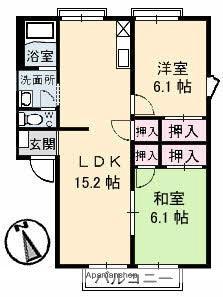 フレグランス太田 A・B棟(2LDK/1階)の間取り写真