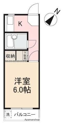 サニーハイツ宮脇(1K/1階)の間取り写真