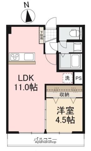 こぐまマンション中野町(1LDK/1階)の間取り写真