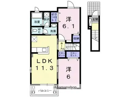 コッティ三木(2LDK/2階)の間取り写真