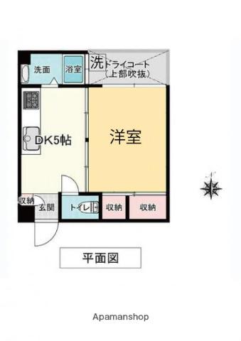 江郷第二ビル(1K/5階)の間取り写真