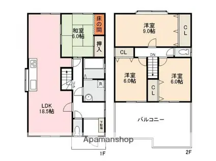 高松琴平電鉄琴平線 三条駅(高松) 徒歩10分 2階建 築16年(4LDK)の間取り写真