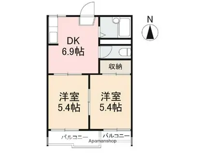 エツカータ・キタ(2DK/2階)の間取り写真