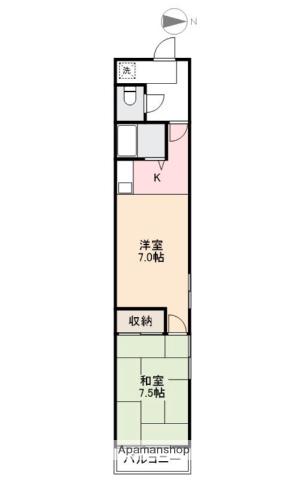 三栄ビル(2DK/4階)の間取り写真