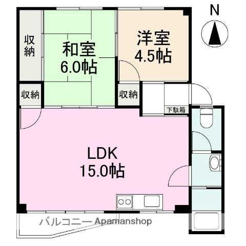 第1コーポ浅田(2LDK/2階)の間取り写真