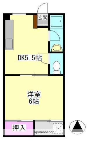 ドルフィン松福(1DK/5階)の間取り写真