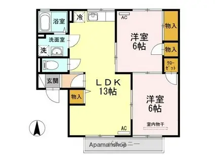 グランシャトー(2LDK/2階)の間取り写真