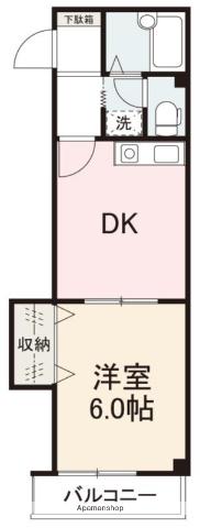 シャンブル木太(1DK/3階)の間取り写真