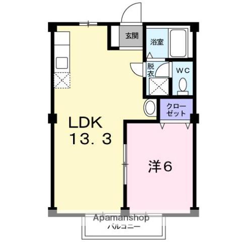 ミューズ松本Ⅱ(1LDK/2階)の間取り写真