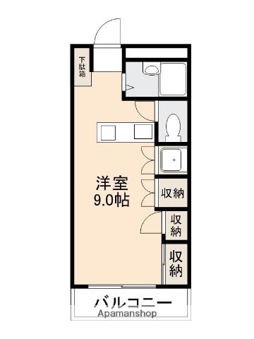 ボレバードマンションⅡ(ワンルーム/1階)の間取り写真
