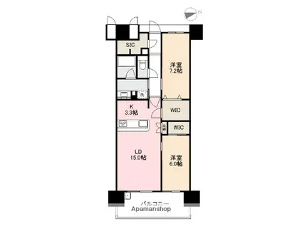 アルファステイツ天神前 303号(2LDK/3階)の間取り写真