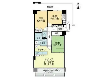 アルファステイツ屋島Ⅱ(3LDK/5階)の間取り写真