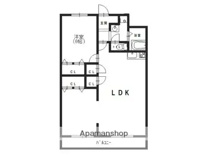 ドミールサニー長尾(1LDK/3階)の間取り写真