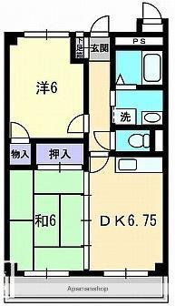 メゾン・ド・屋島Ⅱ(2DK/1階)の間取り写真
