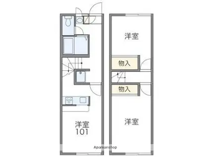 レオパレス木太南(2DK/1階)の間取り写真